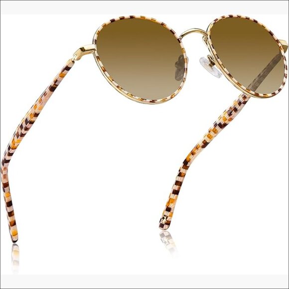 Retro Round Polarized Sunglasses with Acetate Arms Metal Frame UV Protection main image 6